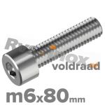 m6x80/80mm DIN 912 A2