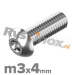 m3x4mm ISO 7380-1 A2