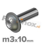 m3x10mm ISO 7380-2 A2