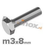 m3x8mm DIN 933 A2