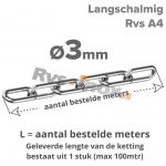 3mm / Lengte per mtr ketting A4