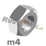 m4 | Rvs zeskantmoer DIN 934 Roestvaststaal A2 | DIN 934 A2 M 4 Hexagon nut