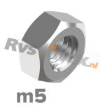 m5 | Rvs zeskantmoer DIN 934 Roestvaststaal A2 | DIN 934 A2 M 5 Hexagon nut