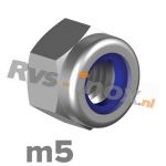 m5 | Rvs zelfborgende zeskantmoer DIN 985 Roestvaststaal A2 | DIN 985 A2 M 5 Self-locking Hexagon nuts, low type