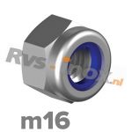 m16 | Rvs zelfborgende zeskantmoer DIN 985 Roestvaststaal A2 | DIN 985 A2 M 16 Self-locking Hexagon nuts, low type