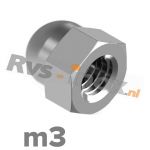 m3 | Rvs dopmoer DIN 1587 Roestvaststaal A2 | DIN 1587 A2 M 3 Hexagon domed cap nuts, pressed form