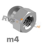 m4 | Rvs dopmoer DIN 1587 Roestvaststaal A2 | DIN 1587 A2 M 4 Hexagon domed cap nuts, pressed form