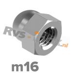 m16 | Rvs dopmoer DIN 1587 Roestvaststaal A2 | DIN 1587 A2 M 16 Hexagon domed cap nuts, pressed form