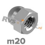 m20 | Rvs dopmoer DIN 1587 Roestvaststaal A2 | DIN 1587 A2 M 20 Hexagon domed cap nuts, pressed form