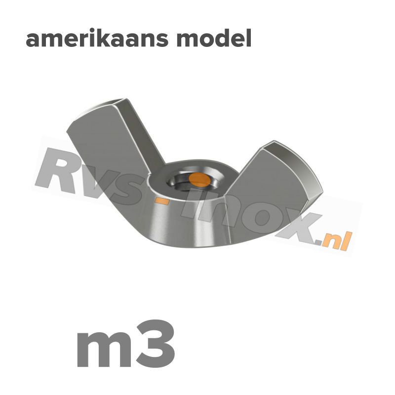 m3 | Rvs vleugelmoer Art. 315 Roestvaststaal A2 | Art. 315 A2 M 3 Wing nut, American type