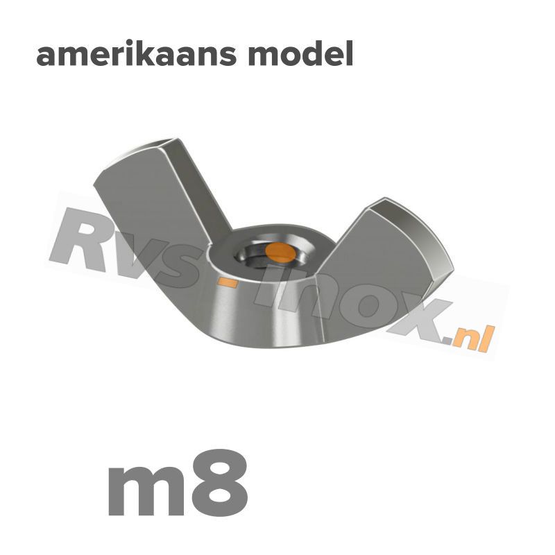 m8 | Rvs vleugelmoer Art. 315 Roestvaststaal A2 | Art. 315 A2 M 8 Wing nut, American type