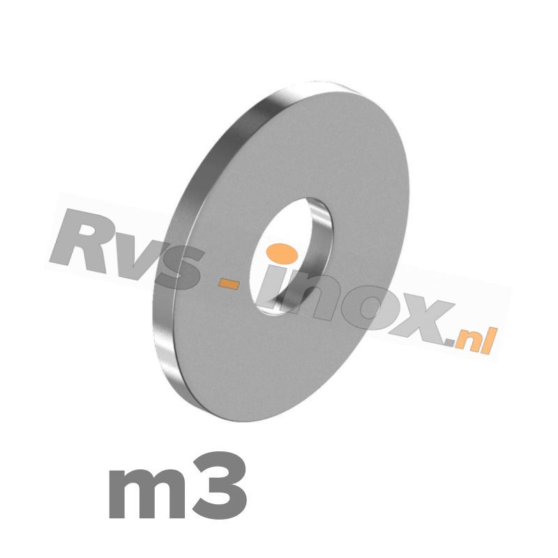 m3 | Rvs vlakke sluitring DIN 9021 Roestvaststaal A2 | DIN 9021 A2 M 3 - Washers outside diameter ~ 3 x thread diameter