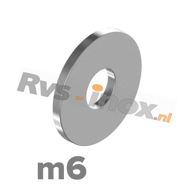 m6 | Rvs vlakke sluitring DIN 9021 Roestvaststaal A2 | DIN 9021 A2 M 6 - Washers outside diameter ~ 3 x thread diameter