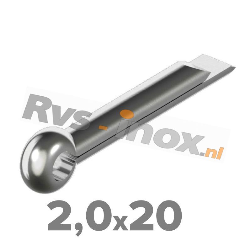 2,0x20mm | Rvs splitpen DIN 94 Roestvaststaal A2 | DIN 94 A2 2,0x20 Split pin