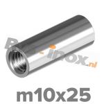 m10x25 | Rvs koppelmoer rond  Art. 9070 Roestvaststaal A2 | Art. 9070 A2 M 10x25 Round coupler nuts