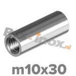 m10x30 | Rvs koppelmoer rond  Art. 9070 Roestvaststaal A2 | Art. 9070 A2 M 10x30 Round coupler nuts