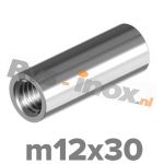 m12x30 | Rvs koppelmoer rond  Art. 9070 Roestvaststaal A2 | Art. 9070 A2 M 12x30 Round coupler nuts