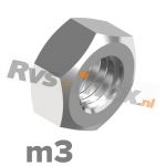 m3 | Rvs zeskantmoer m3 DIN 934 Roestvaststaal A2 | DIN 934 A2 M 3 Hexagon nut